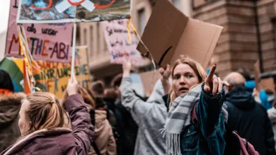 Woman at a climate protest