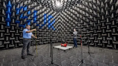 Mircrophones in the large anechoic chamber