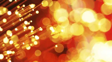 Light guided and emerging from a bundle of optical fibres