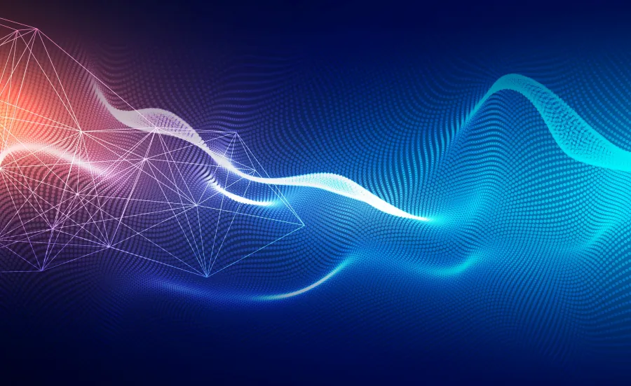 Abstract image of neon lights with waves
