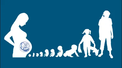 Silhouette images depicting the stages from pregnancy to pre-teenage stages of life