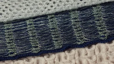 Sample of textile showing interlaced threads 