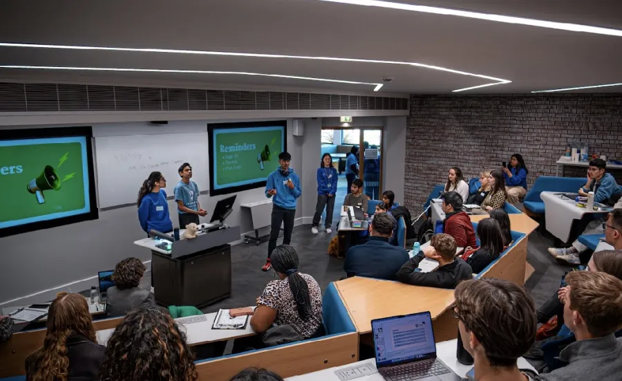 Students presenting at a seminar