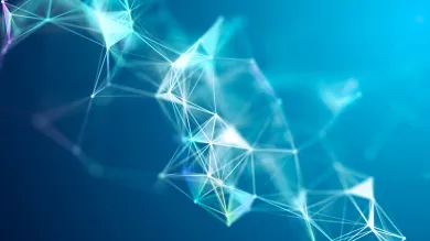 3d render of a low poly plexus design with shallow depth of field.