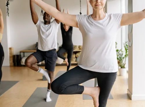 Yoga group session