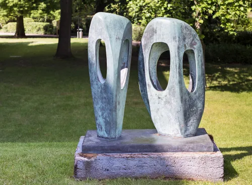 A photo of Barbara Hepworth's sculpture entitled 'Two Forms'