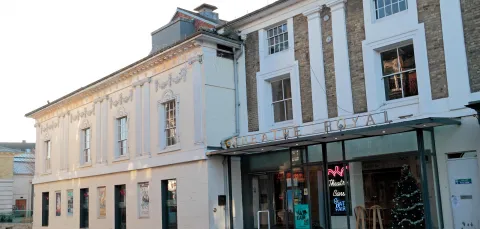 External view of the theatre royal in evening light. 