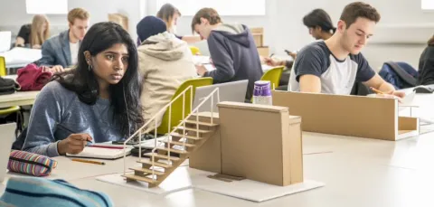 Students at work in an engineering design studio
