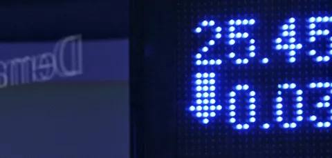 Digital number display showing American stock exchange information