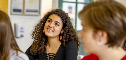 Modern language students looking at screen