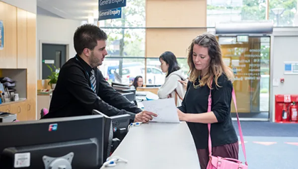 Student at help desk