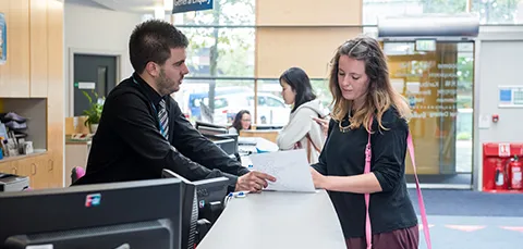 Student at help desk