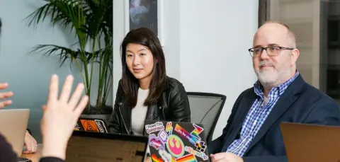 Staff having a team meeting