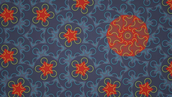 A diagram depicting an example of Penrose tiling, a form of aperiodic tiling.