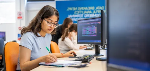 Student Navya Gulati studying