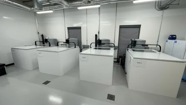 4 large fish husbandry tanks in our labs