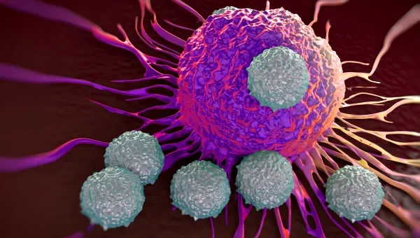 Microscopic close up of a cancer cell