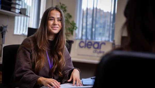 MSc Public Health student, Hannah in discussion