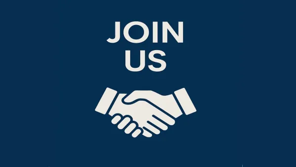 Text 'Join Us' and shaking hands