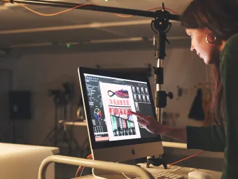 Student using visual mixing equipment at WSA. 