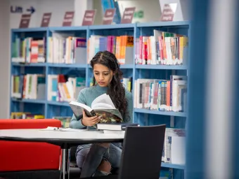 Student in library