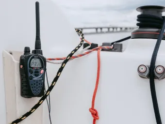 radio receiver on a boat deck