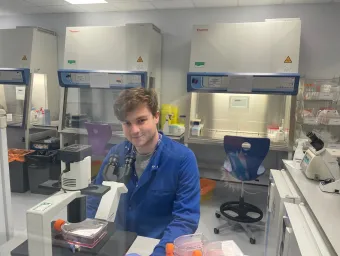 James in the lab
