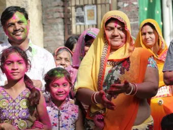 India family pictured facing camera