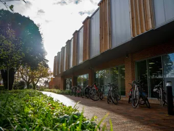 Jubilee Sport and Recreation Centre entrance with cycle parking outside.