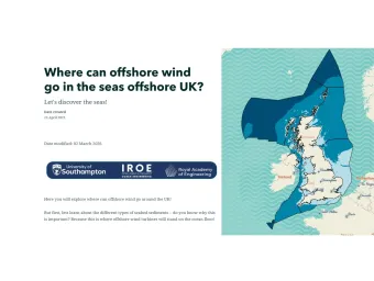 Cover image for an interactive map titled "Where can offshore wind go in the seas offshore UK?" showing UK coastal waters and potential offshore wind development areas around the United Kingdom