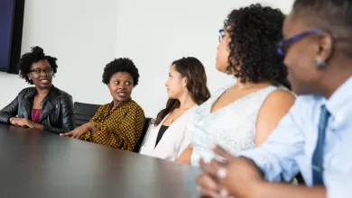 People talking in a group