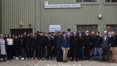 Group picture of the Tony Davis researchers outside the building