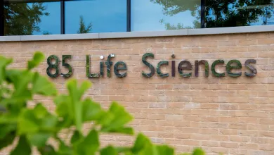 Exterior photograph of the life sciences building