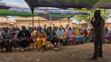 Director of Karaga Health Directorate, Mohammed Abdulai, speaking at a ‘Durbar’ (community engagement workshop) in Pishigu, Karaga, Northern Region
