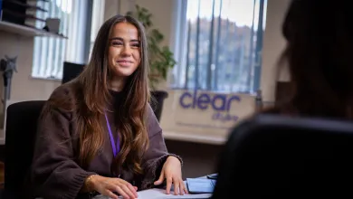 MSc Public Health student, Hannah in discussion