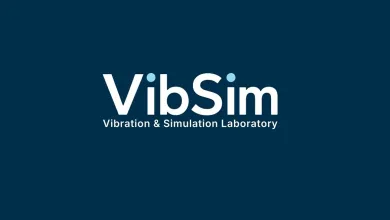 Letters VibSim and Vibration and Simulation Laboratory on the blue background