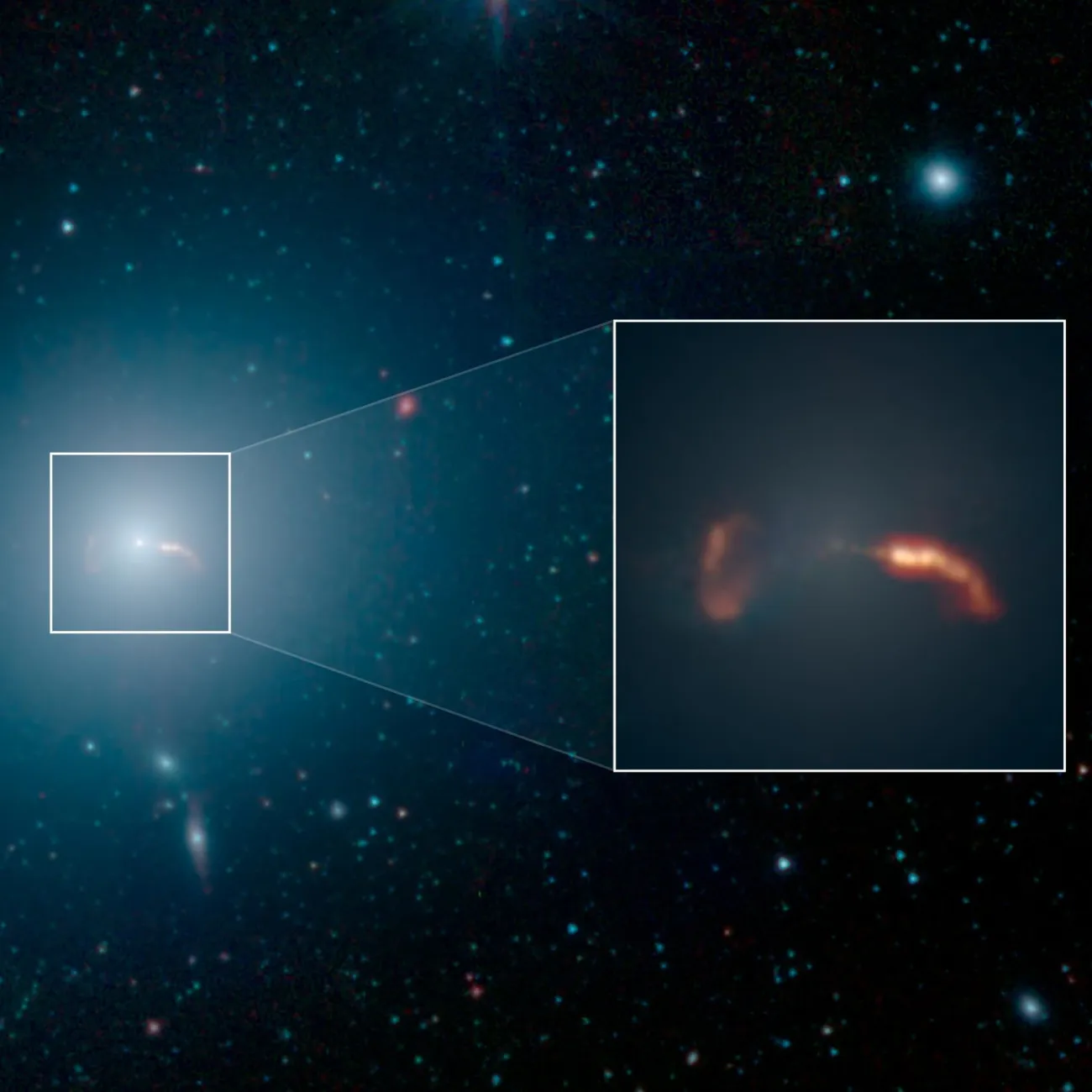 A telescopic image of an elliptical galaxy.