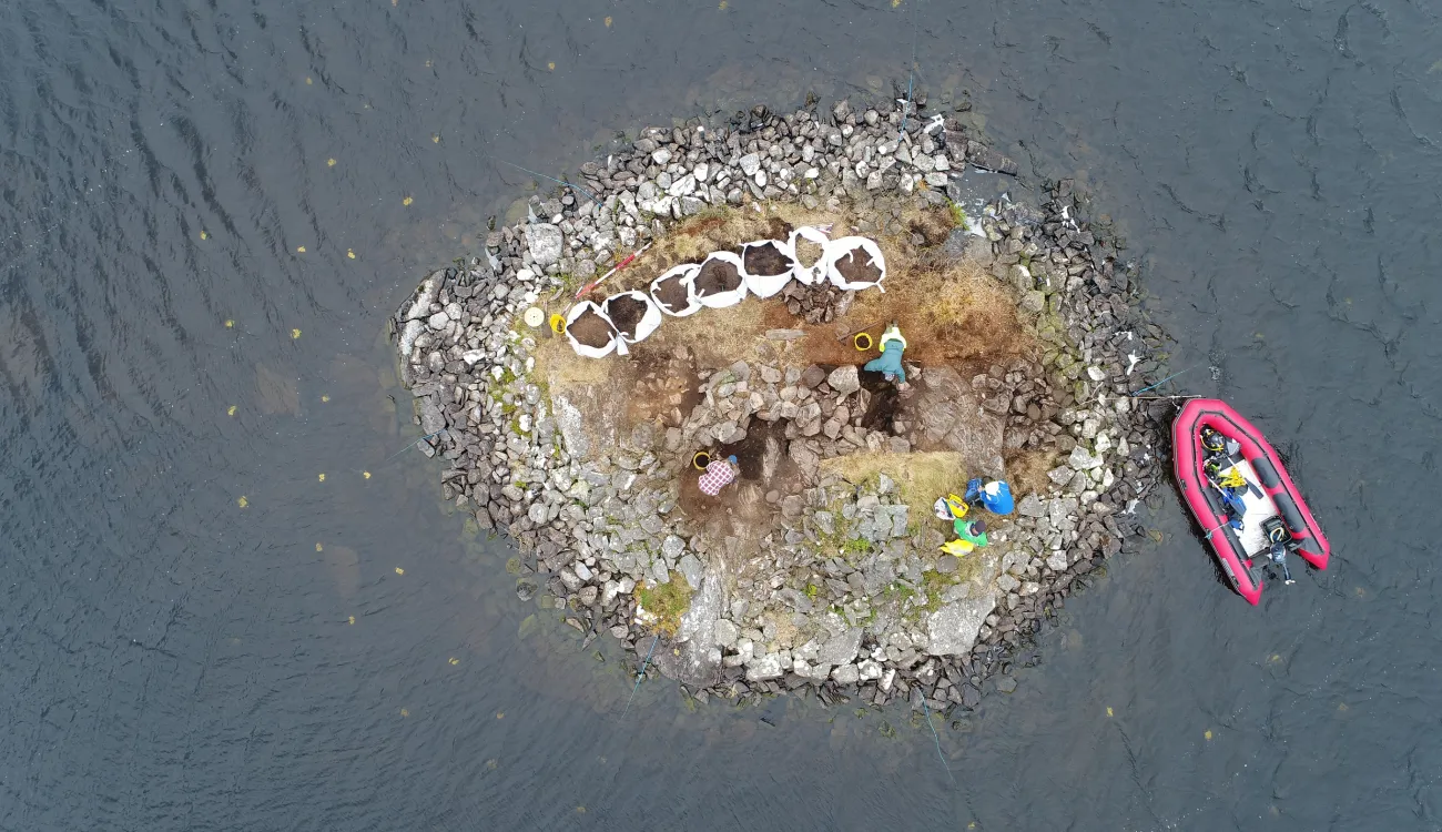 Aerial view of a crannog