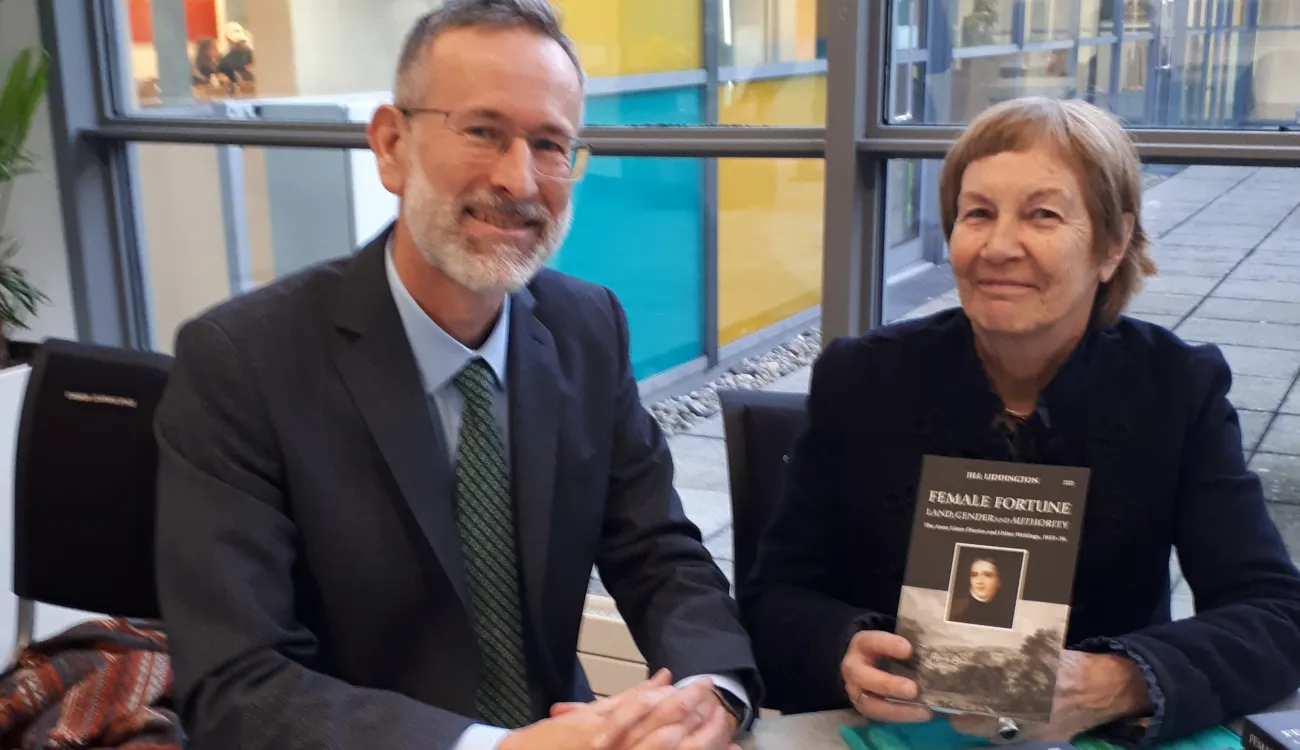 Mark Cornwall at the Stonewall lecture with academic Jill Liddington