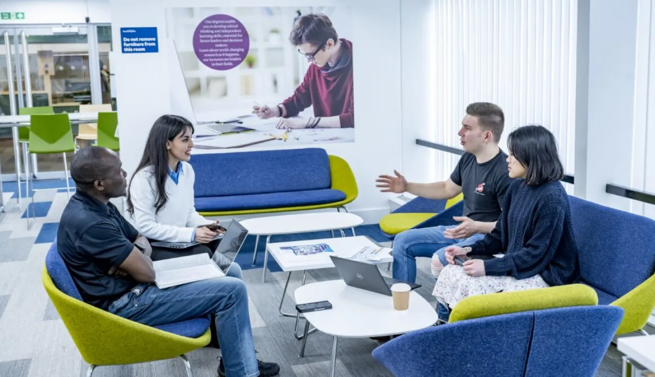 Southampton Business School students socialise in one of our dedicated study spaces.