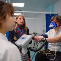 MSc Clinical Exercise Physiology student using cardio machines